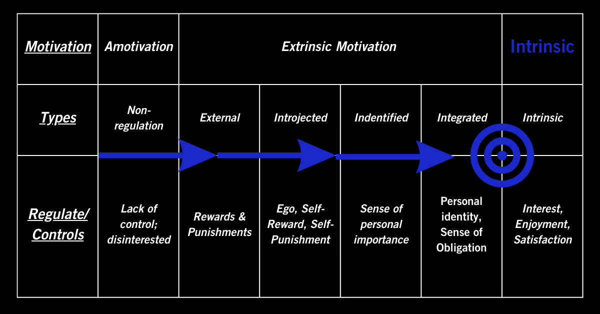 6 stages of motivation according to Ryan and Deci
